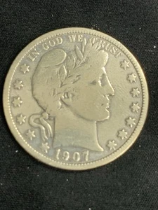 1907 Barber Silver Half Dollar 90% Silber 50c Philidelphia Mint - Bild 1 von 2
