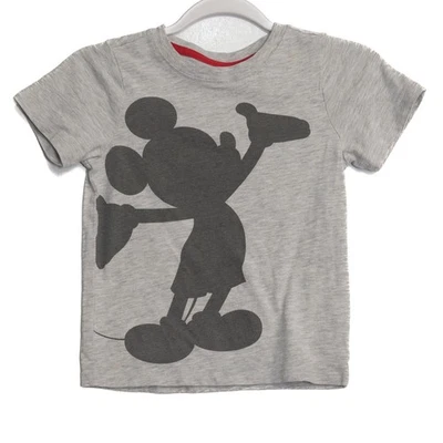 Camiseta Disney Talla 8 Mickey Mouse Gris Manga Corta Mezcla Algodón Niños Top Foto 1 de 4