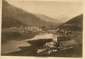 1913 St Moritz Switzerland Engadin Valley Photogravure Antique Print Sepia - Picture 1 of 1
