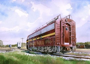 Pennsylvania Railroad EMD E8A #5711 Streamliner Lokomotive mattierte Kunstdrucke - Bild 1 von 2