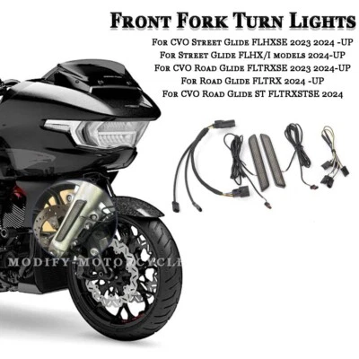Luces LED de señal de giro de horquilla delantera aptas para CVO Road Glide ST FLTRXSTSE 2024 Foto 1 de 4