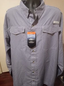 New HABIT Breakwater Long Sleeve Button Fishing Shirt UPF 40 + UV Men's 3XL Blue - Picture 1 of 12