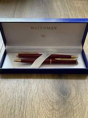 Juego de bolígrafo Waterman Hemisphere mármol rojo y dorado y lápiz de 0,5 en caja como nuevo* Foto 1 de 2