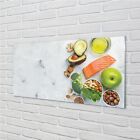 Tulup Glass Print 120x60 Wall Art Picture Salmon oil apple nuts