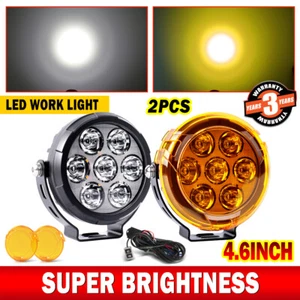 5'' LED Work Light Bar Pods Spot Flood Fog Driving Amber White Motor ATV+COVER - Picture 1 of 9
