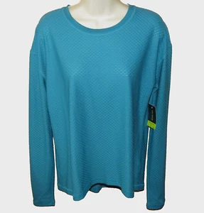TEK GEAR Womens Top SMALL Workout Long Sleeve Crew Neck Solid Teal Textured NWT - Picture 1 of 8