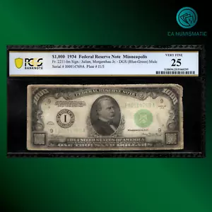 Fr.2211-Im 1934 $1000 FEDERAL RESERVE NOTE Minneapolis, PCGS 25 comment 14769 - Picture 1 of 2