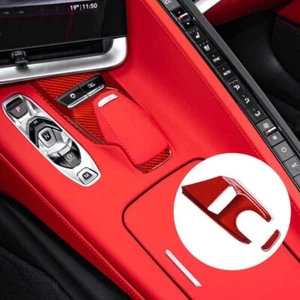 C8 Corvette Red Real Carbon Fiber Mode Selector Plate Cover Interior Console - Picture 1 of 5