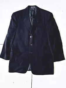 Armani Collezioni Wool Notch Lapel 3 Button Classic Black Blazer Jacket Size 40R - Picture 1 of 11