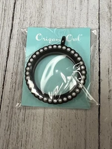 Origami Owl Large Black Twist Living Locket with Scalloped Face and Pearls NEW - Picture 1 of 5