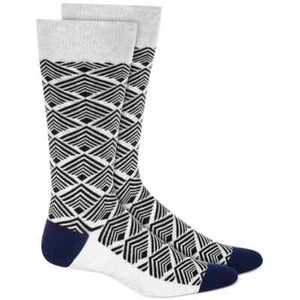 Alfani Mens Linear Geometric Dress Socks Color White Triangle ONE SIZE - Picture 1 of 1