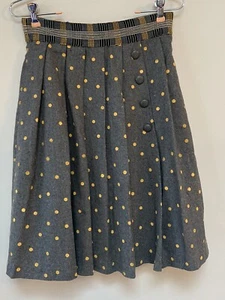 Plenty by Tracy Reese Womens Gray Wool Pleated Shirt Yellow Dots Size 4 - Picture 1 of 9