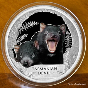 2013 Tuvalu $1.00 -Tasmanian Devil " Endangered & Extinct" Series - Picture 1 of 3