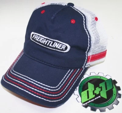 Freightliner Semi Camionero Sombrero Gorra de Pelota Camión Verano Malla Trasera Snap Rojo Blanco Azul Foto 1 de 2