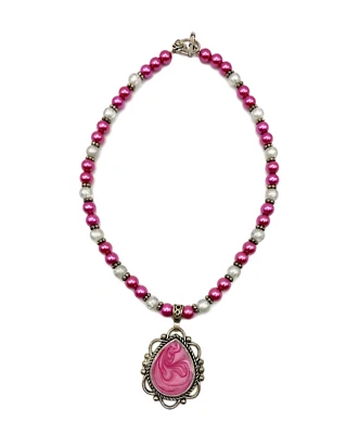 Collar Colgante Lágrima Remolino Esmalte Lucita Transparente Perlas Imitadas Rosa De Colección Foto 1 de 4