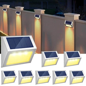 LED Solar Garden Lights Outdoor Waterproof Steps Stair Fence Deck Yard Wall Lamp - Picture 1 of 13