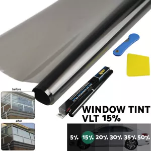 Car Home Window Tint Film Black Roll VLT 5% 15% 25% 35% 50% 50cmX3m Tinting Tool - Picture 1 of 24