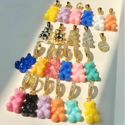 Плюшевый медведь подвеска кристалл смолы цирконий подвеска для ошейника ожерелье вечеринки ювелирных изделий - Изображение 1 из 4