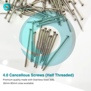 Cancellous Screws 4.0mm Half Thread hexhead SS 130 PCs Orthopedic Implants - Picture 1 of 8