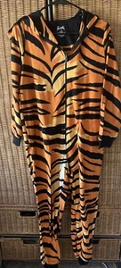 Nick & Nora Tiger Pajama One Piece Zip with Hood and Pockets Size S - Picture 1 of 5