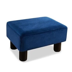 Small Rectangle Foot Stool, Velvet Fabric Footrest Ottoman Stool with Non - Picture 1 of 7