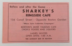 "SHARKEY'S RINKSIDE CAFE" 156 Canal Street Boston MA (Sm. Print Ad) 1964 - Picture 1 of 3