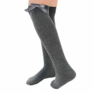 6 Pairs Girls Cotton Knee High Childrens Kids School Socks With Bow Uniform - Picture 1 of 5