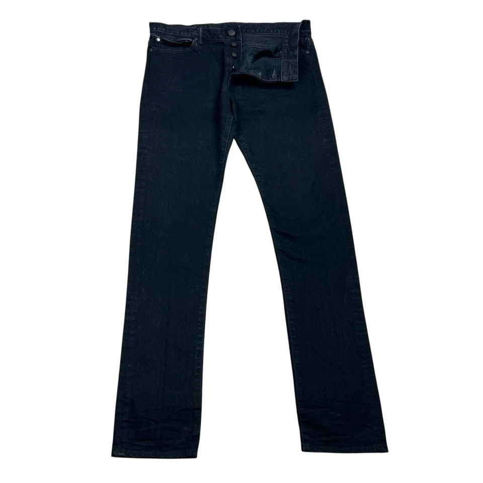 Jeans masculino John Elliott tamanho 33X32 preto fino reto feito no Japão - Imagem 1 de 4