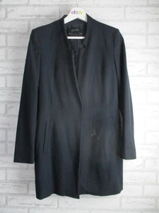 Zara womens coat jacket longline navy blue S pockets long sleeves - Picture 1 of 10