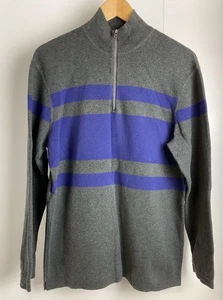 Boden Grey Quarter Zip Jumper Mens Large 10% Wool Blend Striped Purple 1/4 - Picture 1 of 11