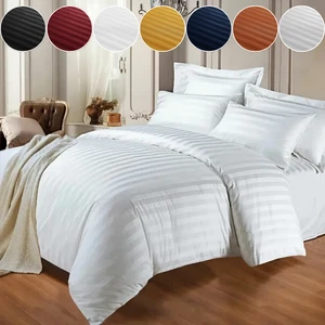 Egyptian Stripe Duvet Quilt Covers Luxury Bedding Set Single Double King Sizes - Picture 1 of 69