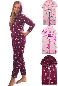 Neu mit Etikett Global Damen warmer Fleece-Overall mit Kapuze Pyjama Union Suit, S, M, L, - Bild 1 von 23