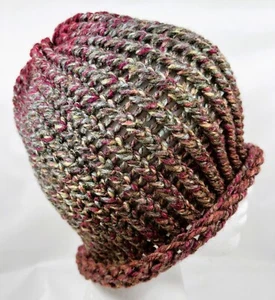 Handgestrickte Mütze Beanie Burgund Grün Braun Teen Herren Damen 100% Acryl #3 - Bild 1 von 4