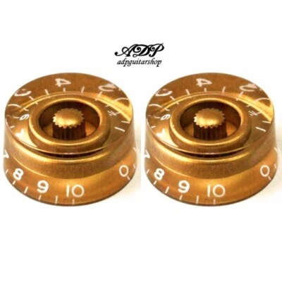 2 Boutons Speed Knobs Plexi fond Dore non Graves Metrique 18 dents / splines sty