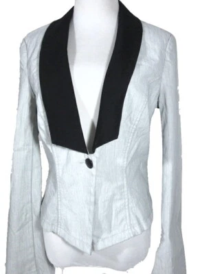 Blazer ROCK & REPUBLIC 10 ajustado gris hielo denim TUX chaqueta M 1 % spandex elástico Foto 1 de 4