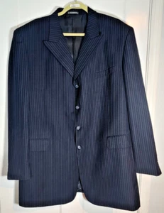 Vanetti Nadelstreifen Blazer Sakko 4 Knöpfe Einreiher Herren Größe 46 L Blau - Bild 1 von 11