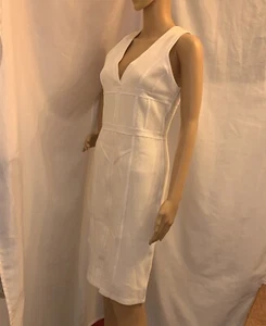pre-loved auth BURBERRY size 8 USA white knit jersey mesh DRESS viscose - Picture 1 of 12