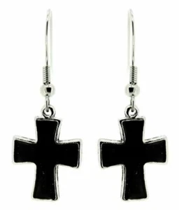 Ohrringe Kreuz schwarz Ohrhänger Kreuz schwarz Ohranhänger Kreuz schwarz - Bild 1 von 1