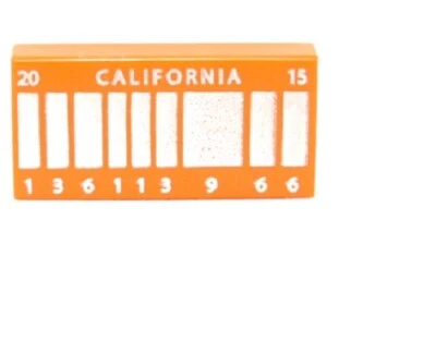 LEGO DELOREAN ORANGE LICENSE PLATE 1x2 TILE NEW from 21103 set Part# 3069bpb0287 - Image 1 of 2