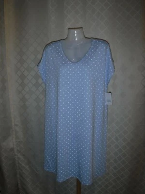 Camisa para dormir manga corta talla MD Croft & Barrow azul claro blanco geo nueva con etiquetas Foto 1 de 4