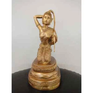 Mae Thoranee Earth Goddess Thai Statue 5” Metal LP Hong Luck Protection - Picture 1 of 7