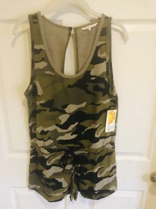 C & C california Women’s Romper NWT Size Medium M Camouflage Drawstring Keyhole - Picture 1 of 9