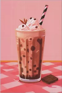 Milk Shake Straw Pink Theme ~ New 2024 Image Card 4"x6" 11738.2 - Picture 1 of 7
