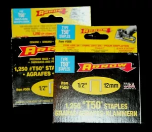 Arrow Item#508 1/2" 12mm 1,250 T50 Staples Lot of 2 Boxes - Picture 1 of 1