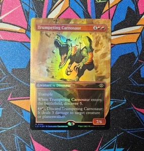 Trumpeting Carnosaur NM Borderless Foil MTG Lost Caverns Ixalan Unplayed Magic  - Picture 1 of 1