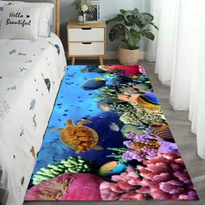 Tappeto passatoia corridoio subacqueo tappeto comodino lavabile 2X6 FT supporto gomma - Foto 1 di 5