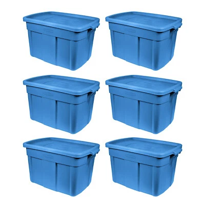 Сумка с короткими ручками Rubbermaid Roughneck контейнер для хранения 18 галлонов цвет Heritage Blue (упаковка 6 шт.) - Изображение 1 из 4