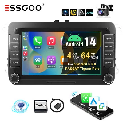 7" Android 14 4+64G Apple Carplay Autoradio GPS Kam Für VW GOLF 5 6 Polo Tiguan - Bild 1 von 4