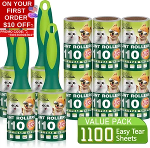 Extra Sticky Lint Rollers for Pet Hair, 1100 Sheets Total, Upgraded 4 Handles wi - Picture 1 of 12