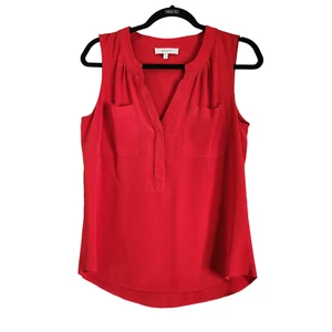 Milly Womens Top Blouse Size 2 Solid Red Sleeveless 100% Silk Sleeveless - Picture 1 of 6